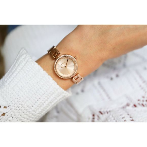 DKNY City Link Quartz Crystal Rose Gold Dial Ladies Watch NY2826 - Picture 1 of 8